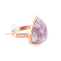 Bague en argent sterling 925, bague en or jaune pierre lépidolite pour grossiste